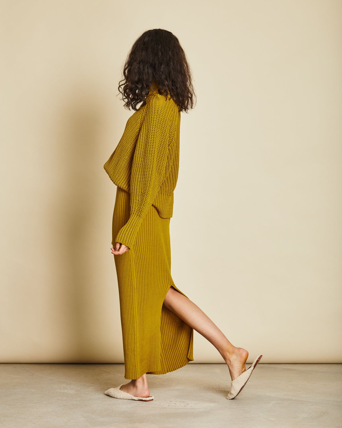 Pull maille ample moutarde en coton bio - ola muddy yellow, Jan'n June, photo 3