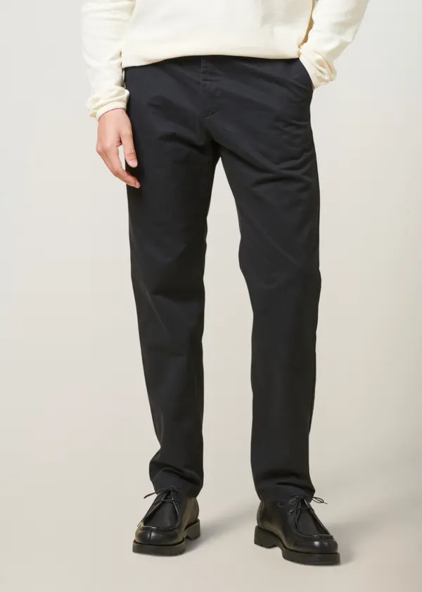 Chino droit en coton bio | noir "chuck regular twill poplin pants black jet", Knowledge Cotton Apparel