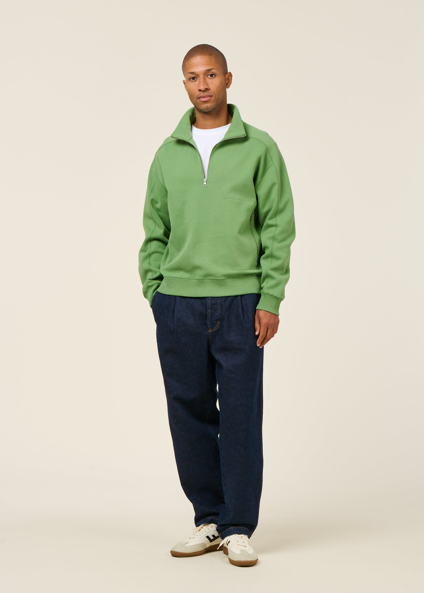 Sweatshirt col camionneur en coton bio | vert "ivy pipo - green", Thinking Mu, photo 6