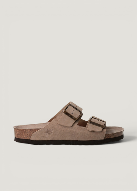 Sandales en cuir suède certifié | taupe "hawaii nubuck taupe" - Genuins