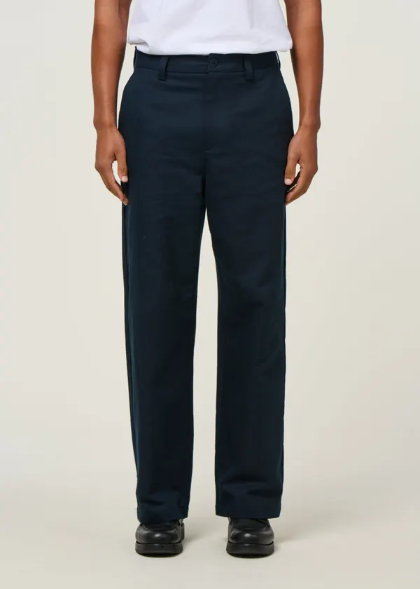 Pantalon large en coton bio | bleu "dark navy marc pants - blue", Thinking Mu