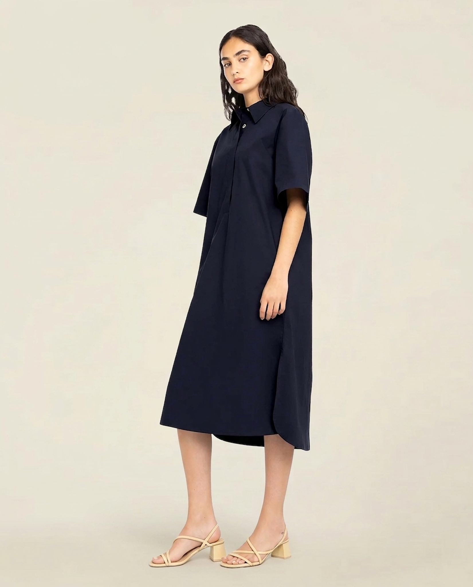 Langes Kleid aus Bio-Baumwolle | Marineblau "medes - navy", Loreak Mendian, Foto 3