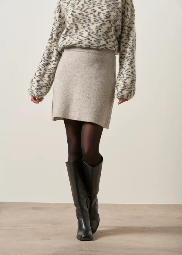 Jupe courte maille en coton et laine bio | gris clair , Armedangels