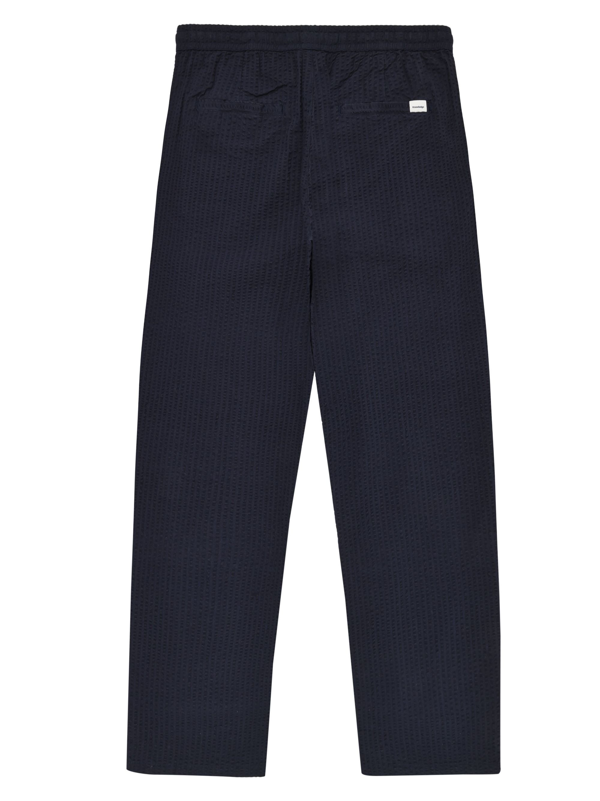 Pantalon droit seersucker en coton bio| marine "Fig organic cotton seersucker pant - night sky", Knowledge Cotton Apparel, photo 4