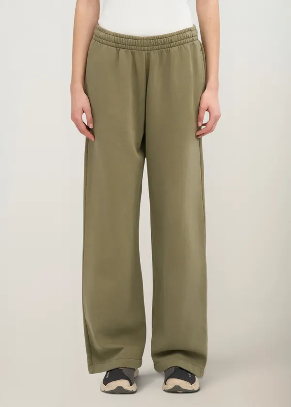 Jogging ample en coton bio | kaki "organic straight leg sweatpants - dusty olive", Colorful Standard