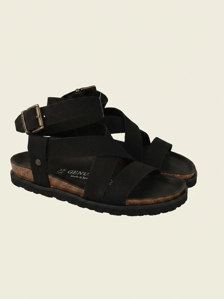 Sandales en cuir certifié | noir "zaha nubuck black", Genuins, photo 2