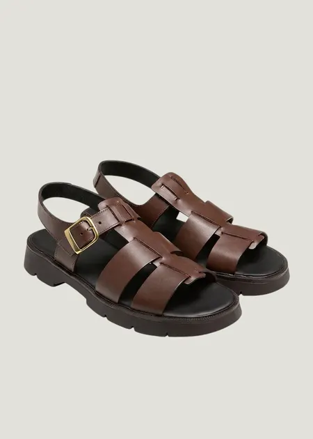 Sandales made in france en cuir tannage végétal certifié | marron "ballast vgt marron", Kleman