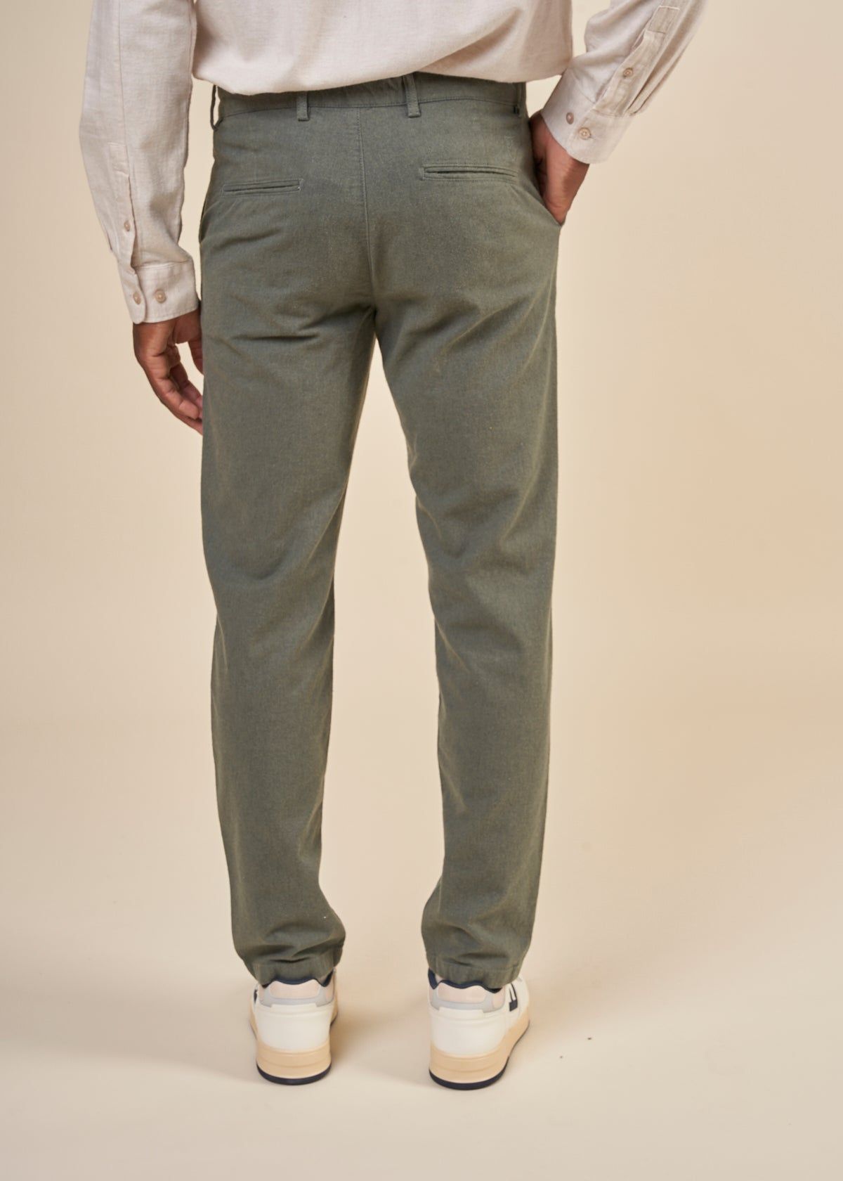 Chino en flanelle de coton bio | vert forêt "chuck flannel chino pants forrest night, Knowledge Cotton Apparel, photo 4