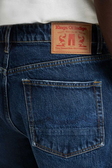 Jean droit large en coton bio | bleu foncé "Roy 15 oz. vintage worn", Kings of Indigo, photo 4