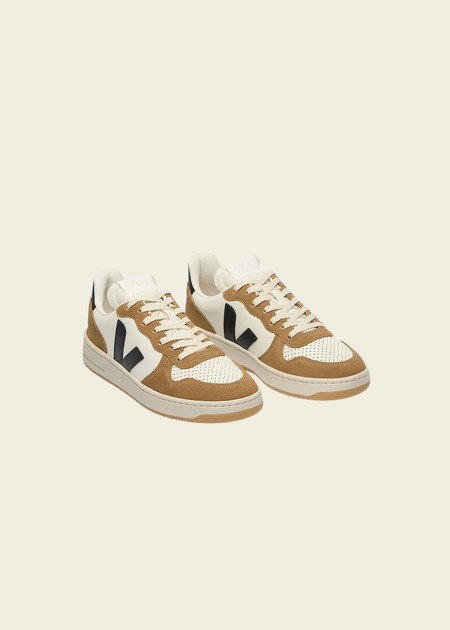 Baskets en cuir certifié | bicolore "v-10 prime - pure_black_tent" - Veja
