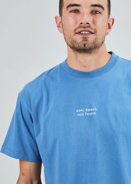 T-shirt en coton bio | bleu "Tropical pixel 404 oversize t-shirt blue" - Brava Fabrics