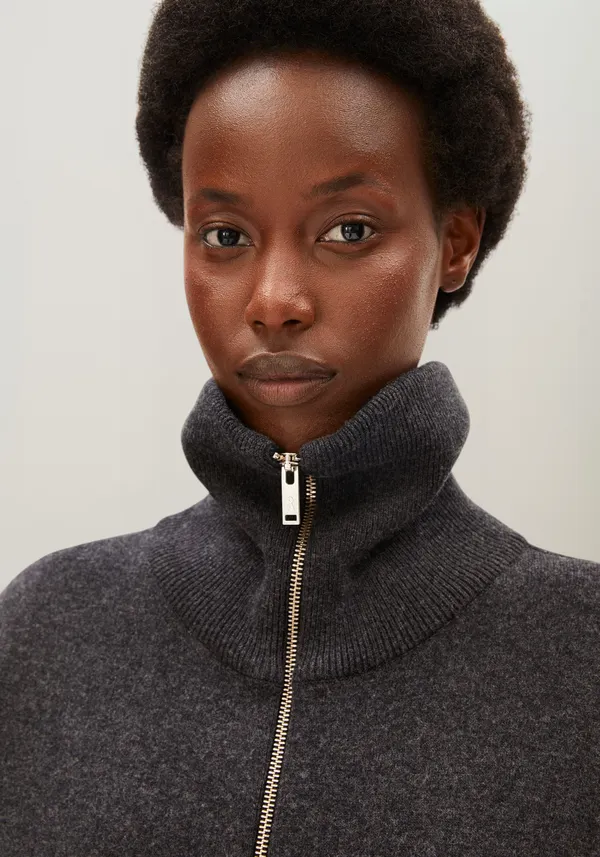 Veste en coton et laine bio | gris "cotton-wool knit jacket - steel melange", Armedangels
