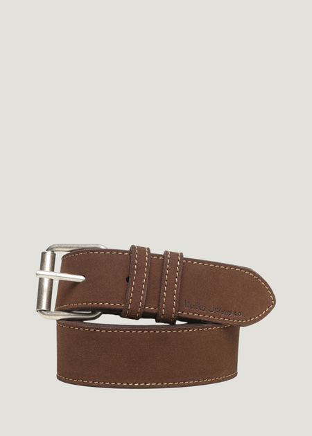 Ceinture en cuir suède tannage végétal | marron "pedersson suede belt - dark brown" - Nudie Jeans