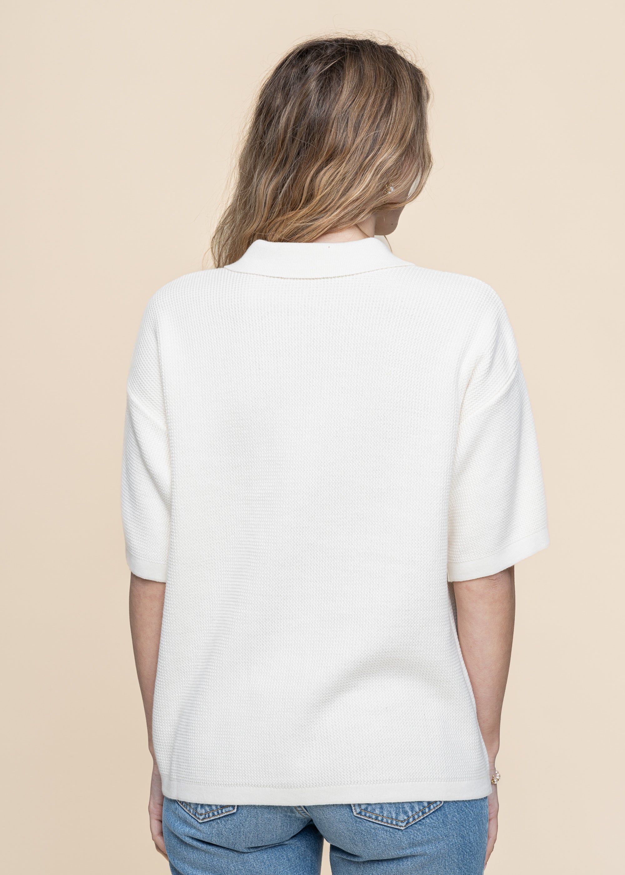 Chemise en coton biologique | blanc "racking stitch short sleeved shirt - egret", Knowledge Cotton Apparel, photo 3