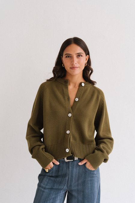 Gilet en coton bio | olive "sivia - woody olive" - Jan'n June