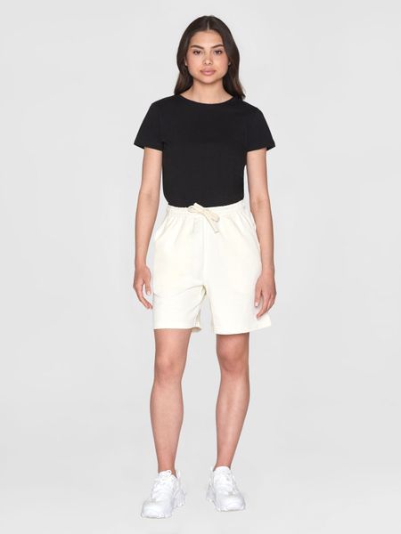 Short en coton bio | blanc à motif brodé "loose fit sweat shorts egret", Knowledge Cotton Apparel, photo 5