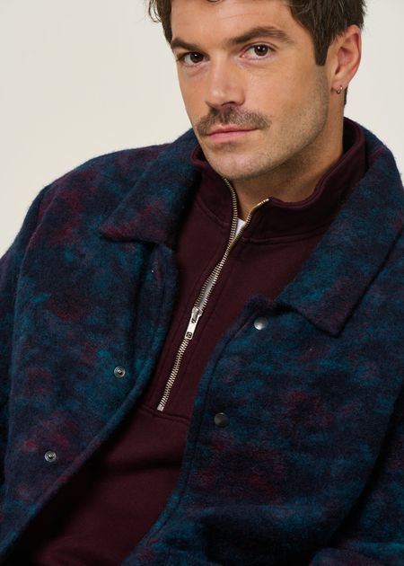 Jacke aus Wolle und Bio-Baumwolle | Mehrfarbig "button-down jacket wool-blend - dark watercolor", Rotholz, Foto 2