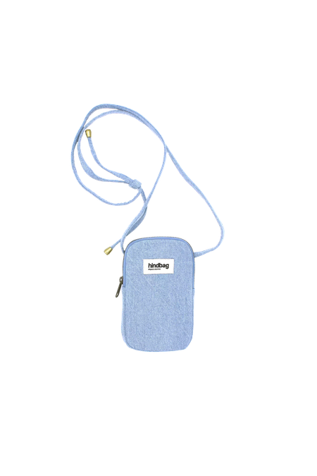 Pochette téléphone en denim de coton bio | bleu délavé "bill denim bleu"