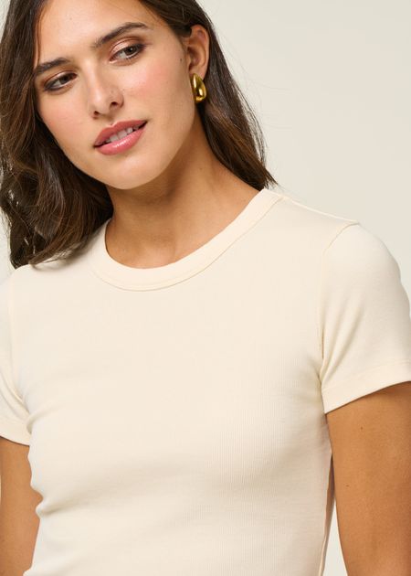 T-shirt dos ajouré en coton bio | beige "pannacota rio top" - Thinking Mu