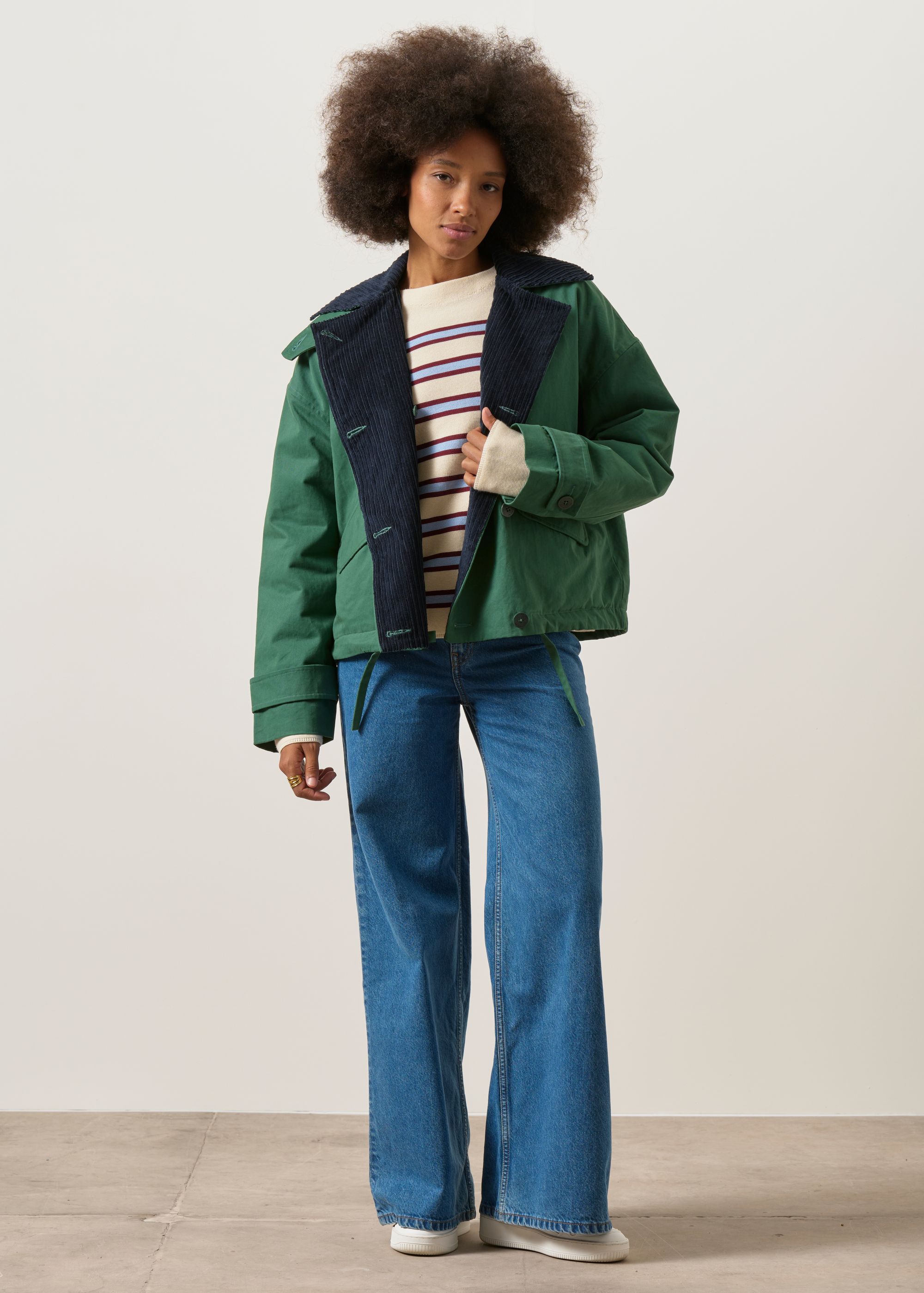 Veste en coton bio | vert "Dark green and navy norma jacket", Thinking Mu, photo 3