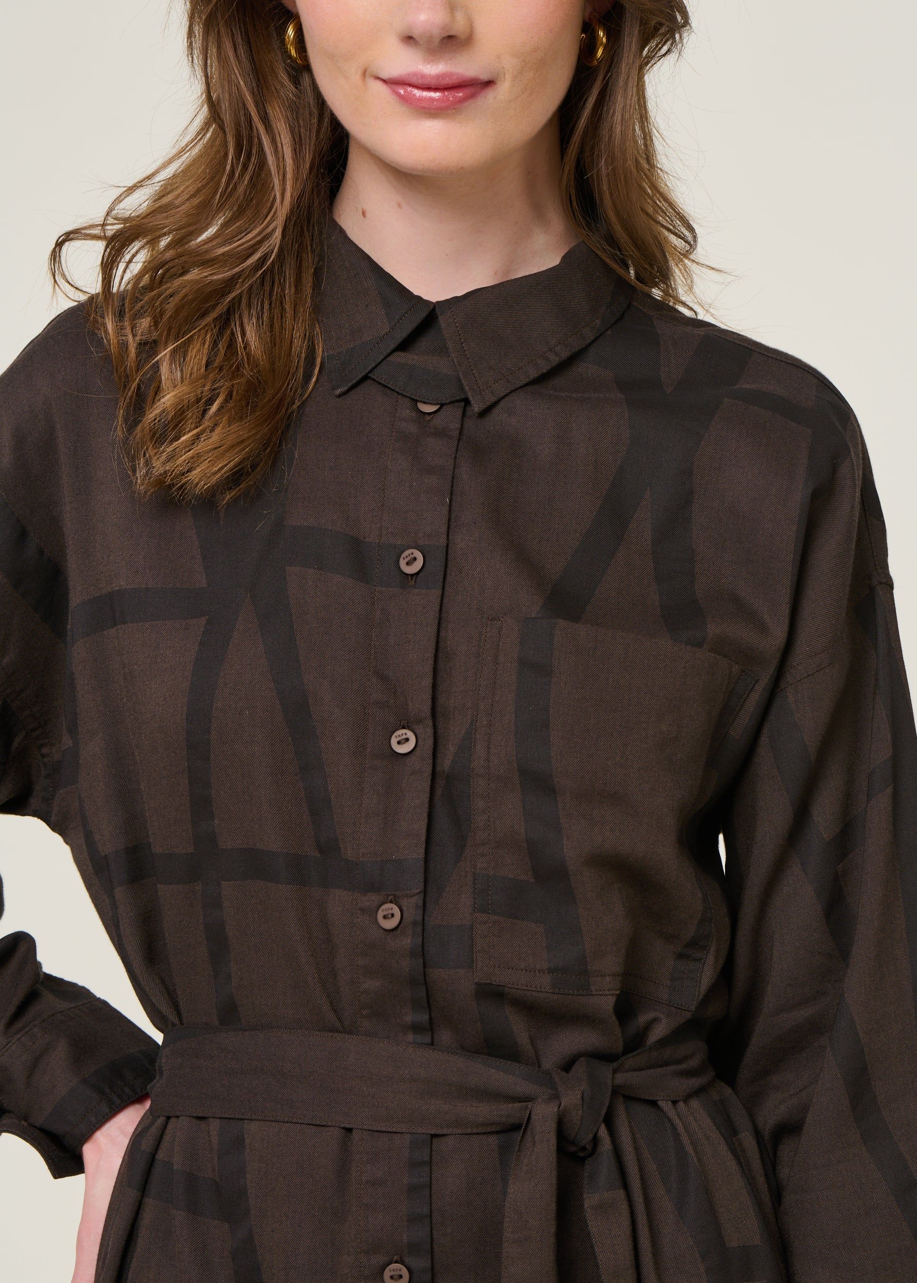 Robe en coton bio et ecovero | marron "izua - kintsugi", SKFK, photo 2