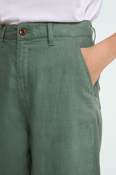 Pantalon callon en lin | vert "Leila - dark forest" - Kings of Indigo