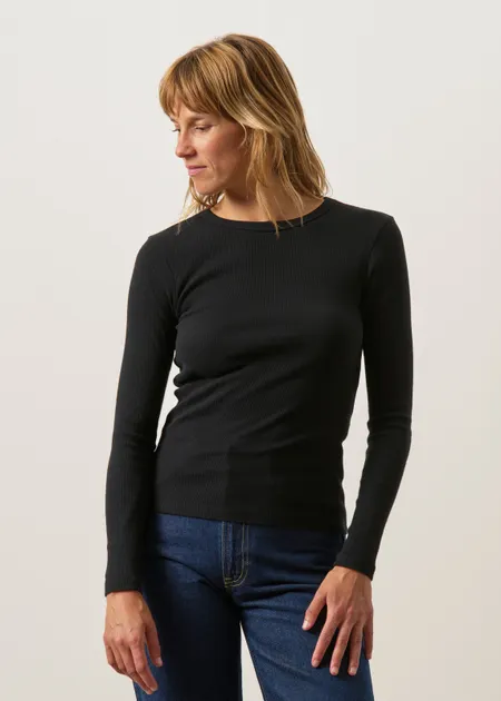 T-shirt doux ajusté manches longues en coton bio, WeDressFair