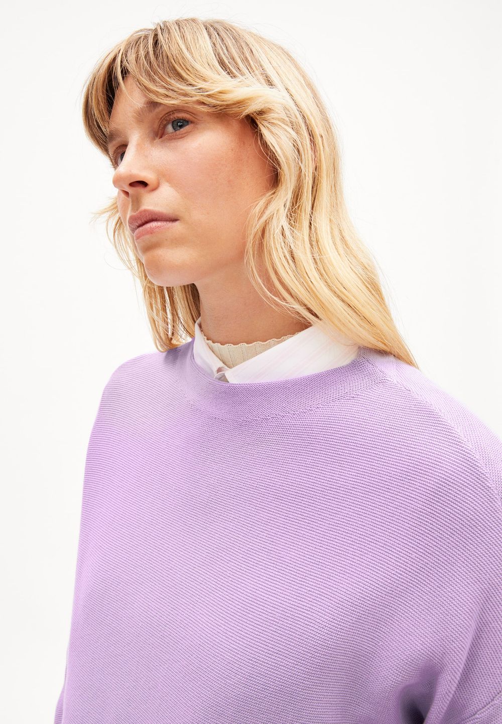 Pull ample en coton bio | lilas "merinaa links links smart lilac" femme