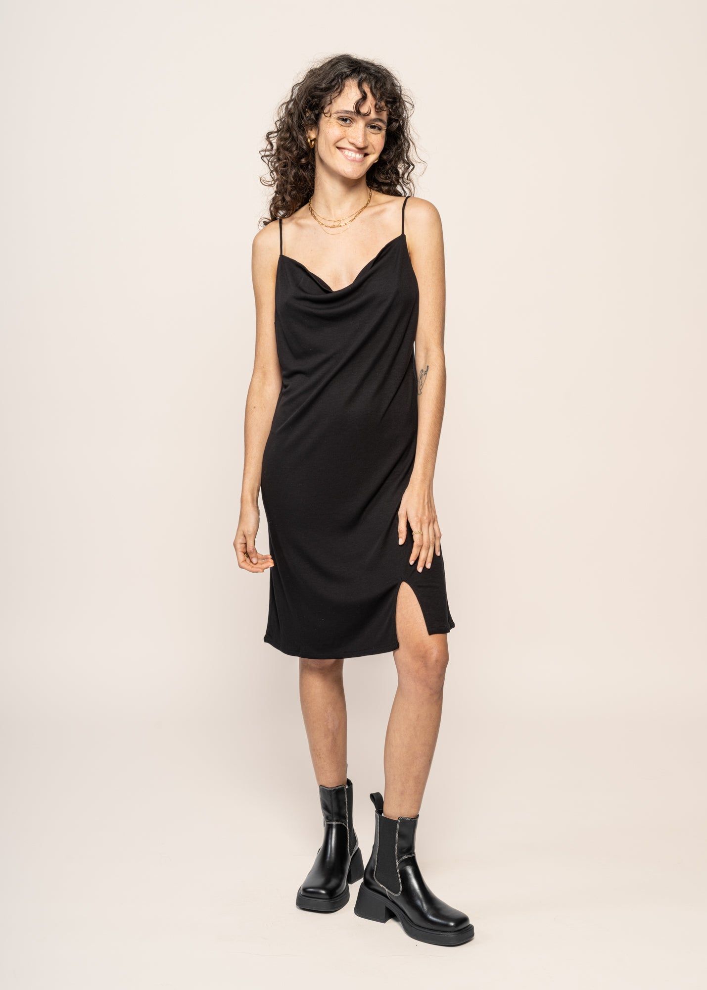 Robe courte noire en tencel - mini dress helen black, Jan'n June, photo 1