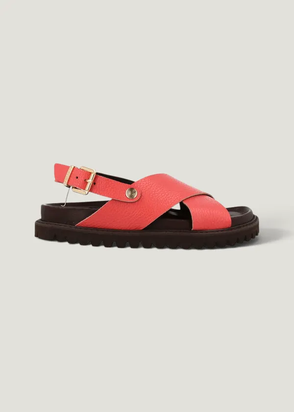 Sandales en cuir certifié | noir "melen embossed leather berry", Genuins