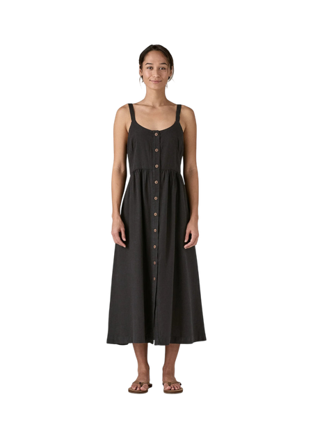 Robe longe en chanvre et lin | noir "garden island dress - blk" - Patagonia