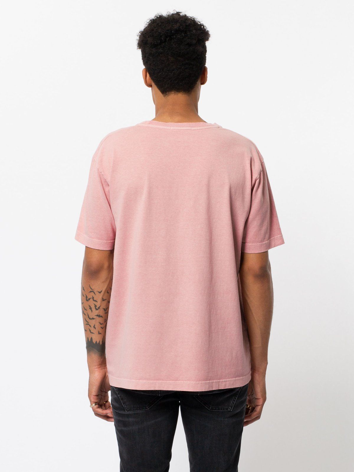 T-shirt ample rose logo blanc en coton bio - uno njco circle, Nudie Jeans, photo 3