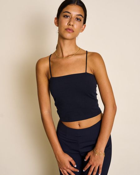 Crop top noir en coton bio - sol black