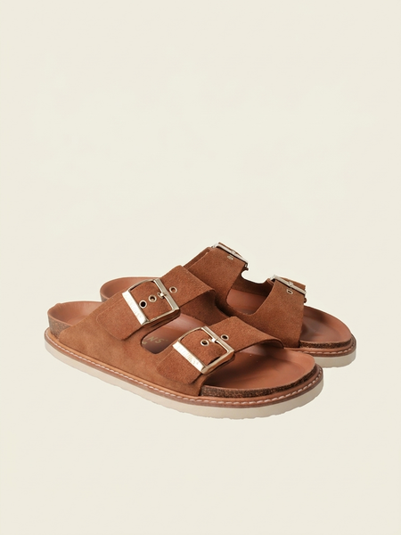 Sandales en cuir suède certifié | marron "hawaii velour mandorla" - Genuins