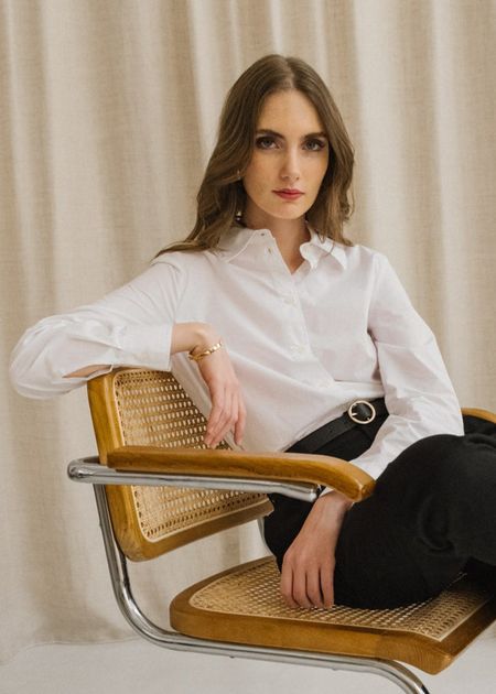 Chemise en coton bio | blanc "louilaa - white"