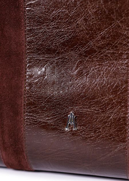 Cabas en cuir et suède certifiés | bordeaux "tall stripe - acajou burgundy", Craie Studio, photo 6