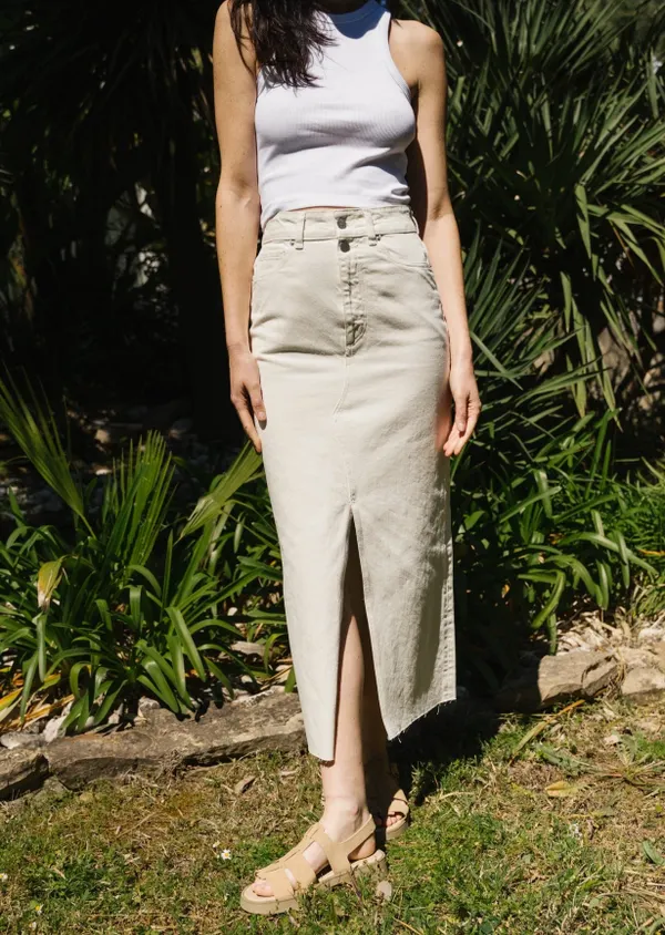 Langer Rock aus Denim aus recycelter Baumwolle | Weiß "kitaari demi white", Armedangels