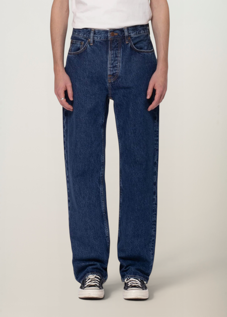 Jean droit large en coton bio | bleu "tuff tony evening jazz"