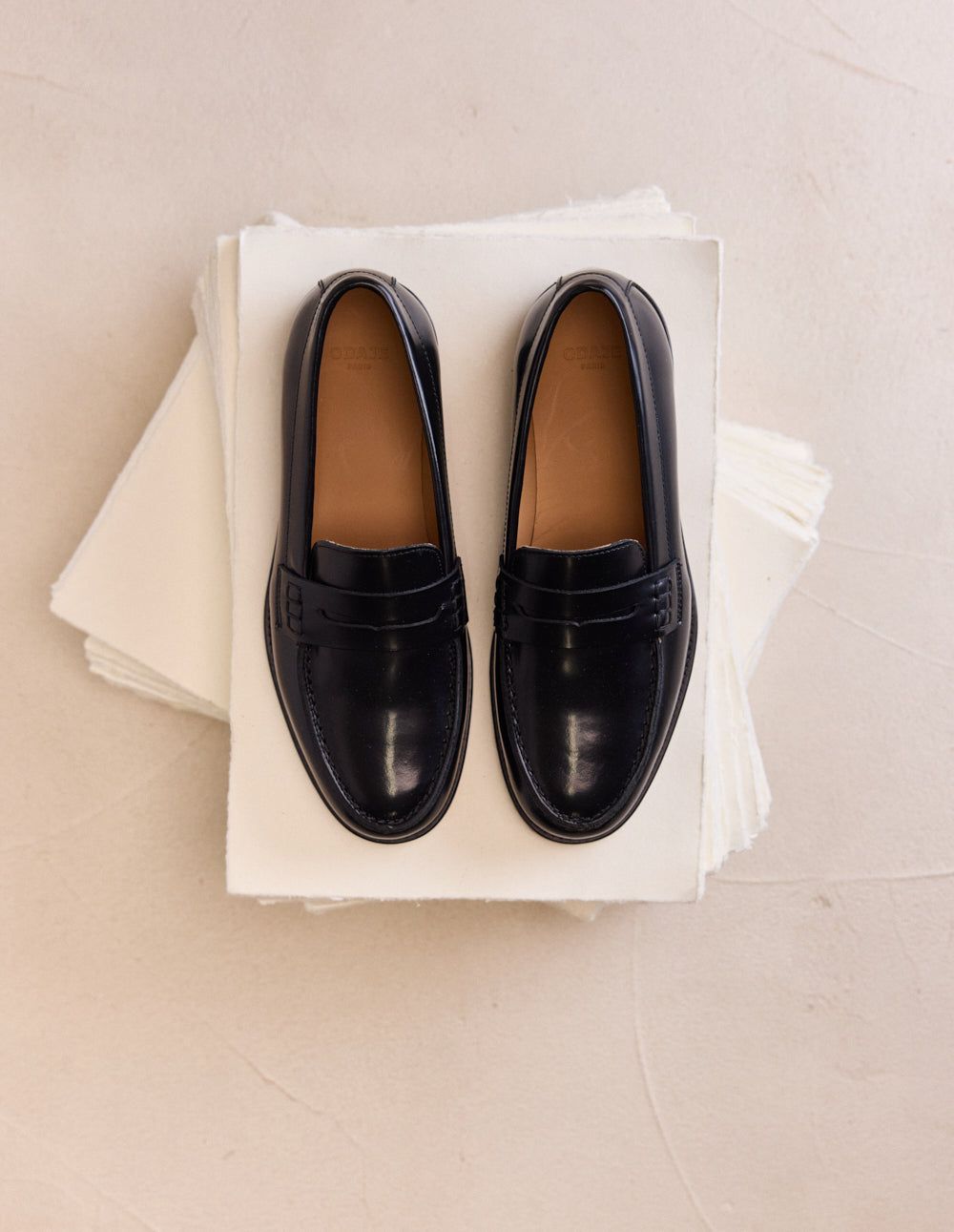 Mocassins en cuir certifié | cuir box noir "Fanny", Odaje ex M.Moustache, photo 5