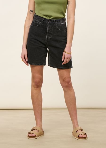 Short denim en coton bio | noir "sheaari - ebony black"