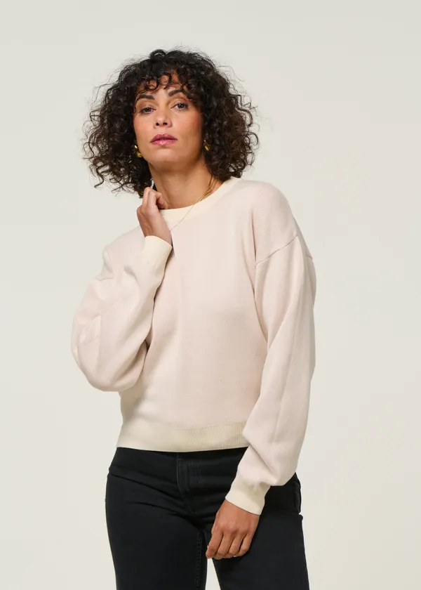 Pull en coton bio | écru "strawberry philis knitted sweater - white", Thinking Mu
