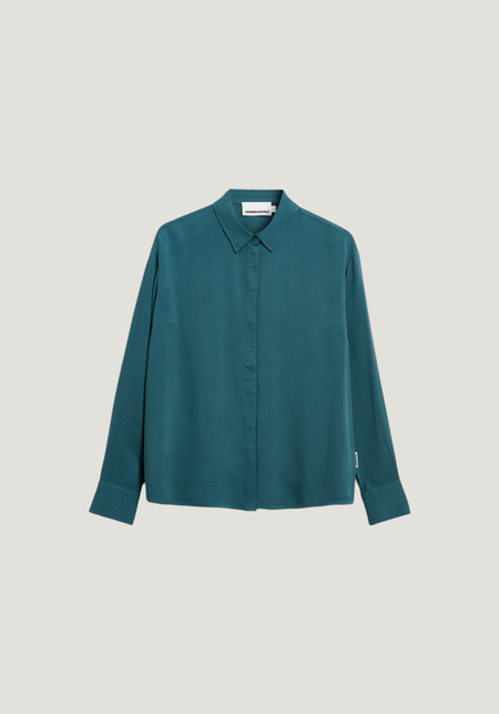 Blouse en viscose ecovero | bleu "larisaana longsleeve blouse - petrol velvet", Armedangels, photo 5