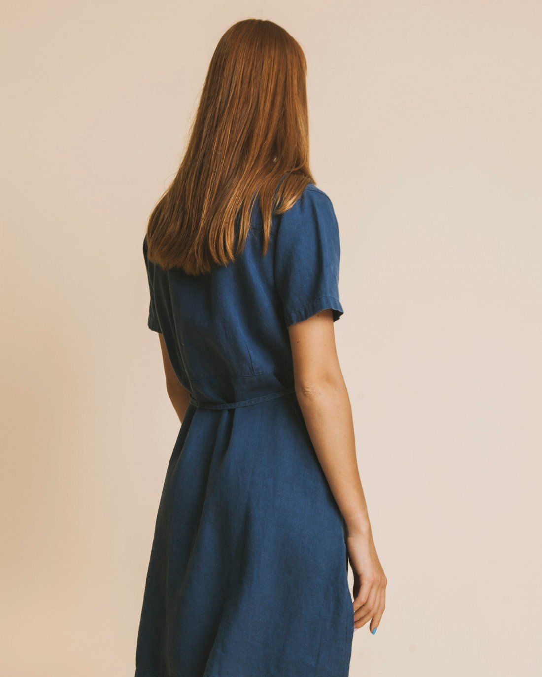 Robe bleu canard en chanvre, coton bio et tencel - karen, Thinking Mu, photo 4
