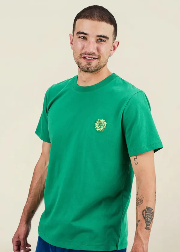 T-shirt en coton bio | vert "Asis percales daisy t-shirt green", Brava Fabrics