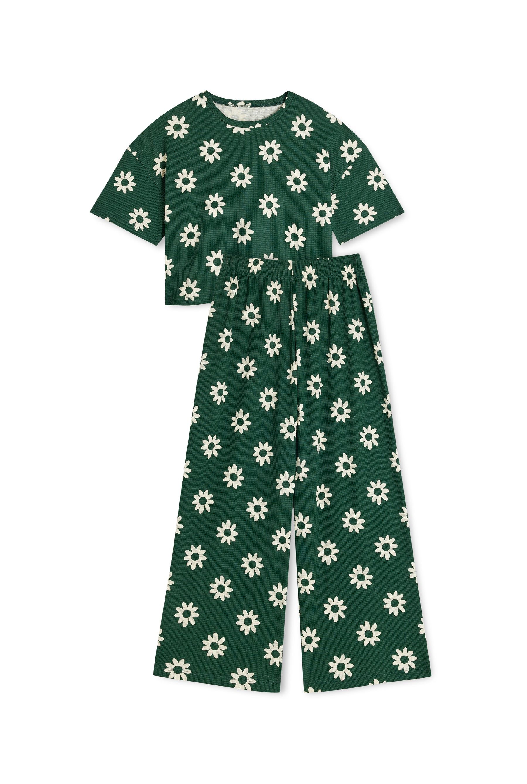 Pyjama long gaufré coton bio | dahlia vert, We Are Jolies, photo 7
