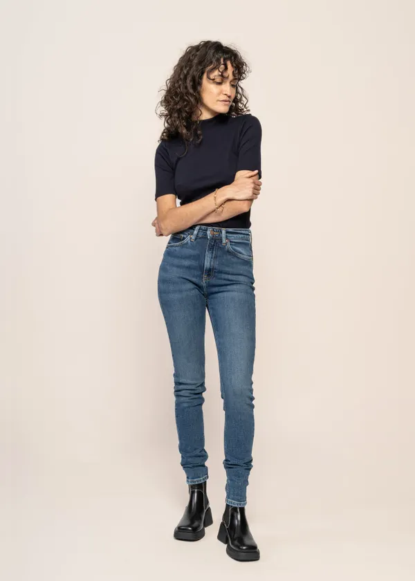 Jean slim en coton bio | bleu "mellow mae blue mud", Nudie Jeans
