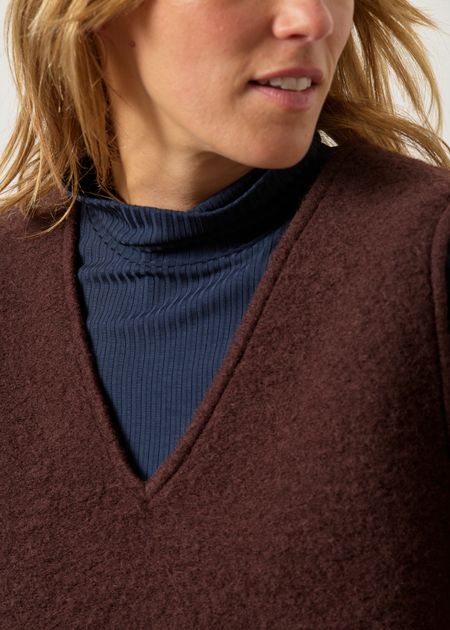 Pull sans manches en laine et coton bio | marron "Cropped vest - rosewood brown", Rotholz, photo 2