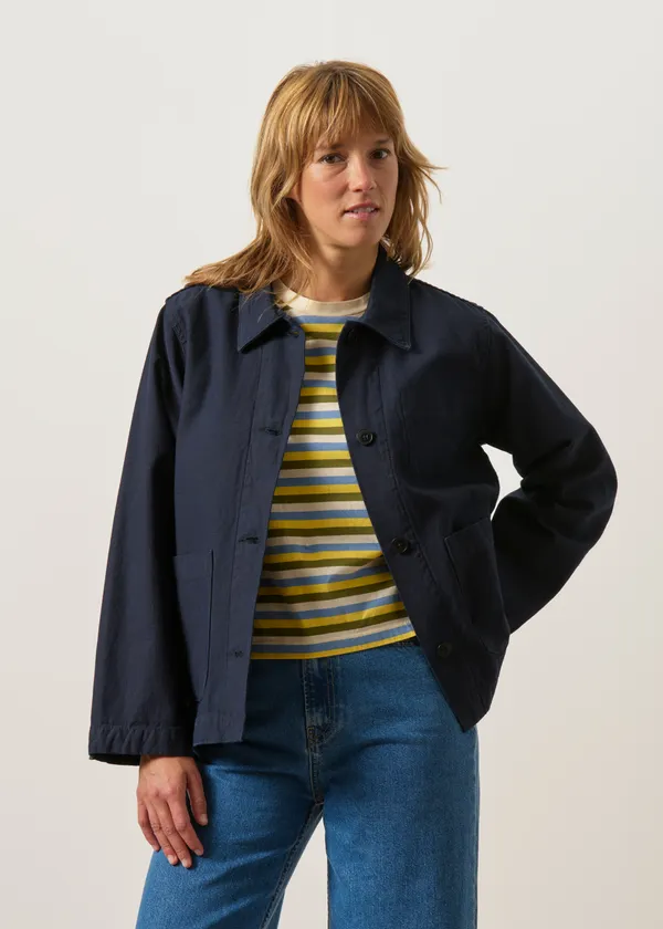 Veste en coton bio | bleu "Lovis jacket back sateen - indigo", Nudie Jeans