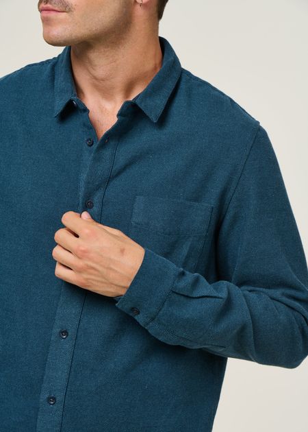 Chemise en coton bio | bleu "simon - eco flannel ocean blue", About Companions, photo 2