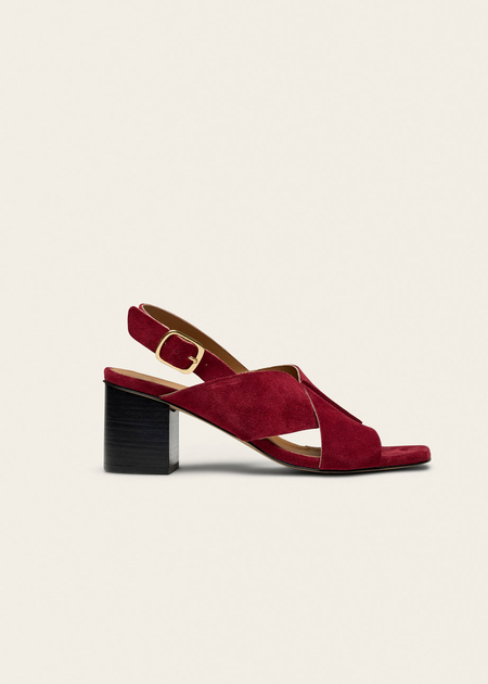 Sandales en cuir certifié | violet "Dea - suède pourpre" - Odaje ex M.Moustache